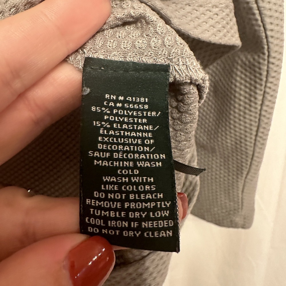 LRL Lauren Active Ralph Lauren Women's Sz Medium Gray Waffle 1/4 Zip Pullover - Picture 5 of 5